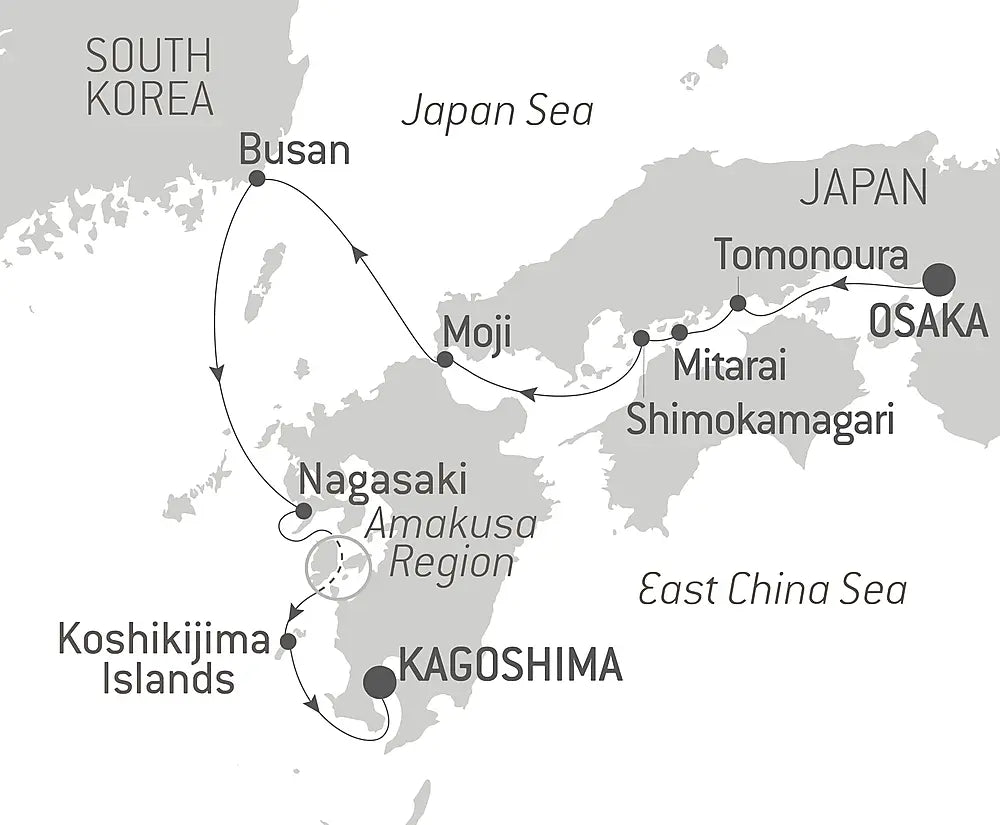 大阪から鹿児島 九州の島々と瀬戸内海の港町　9日間